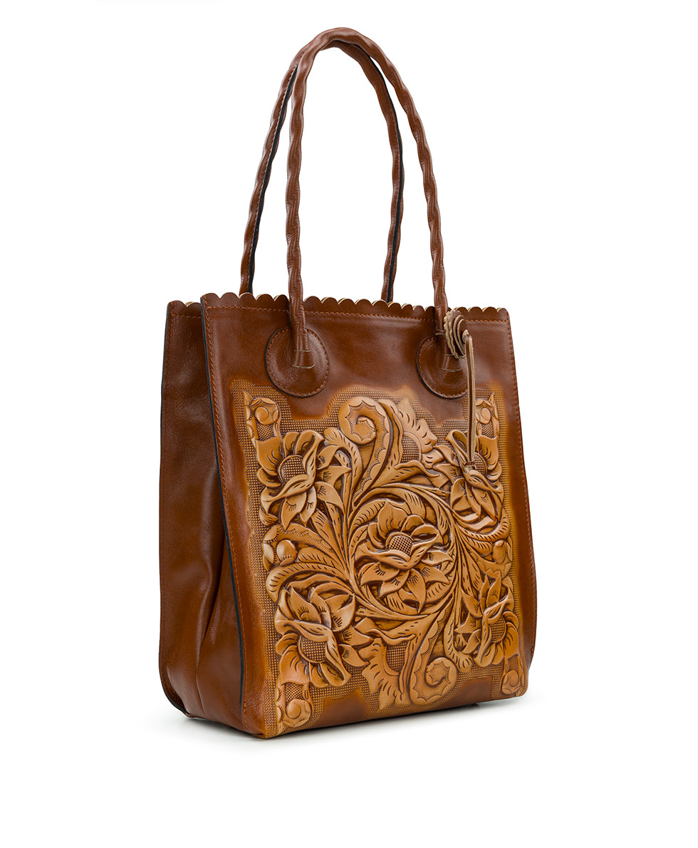 Female - Cavo Tote - Natural Cavo Tooled Colorblock - tan - by Patricia Nash - View 3 of 5