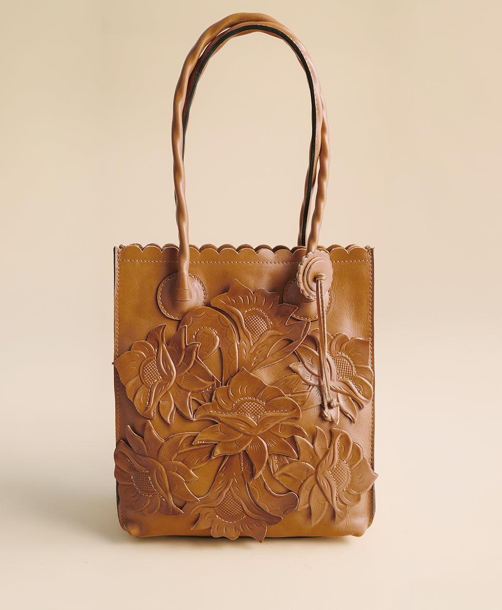 Female - Cavo Tote - Cavo Tooled Applique - light tan - by Patricia Nash - View 6 of 8