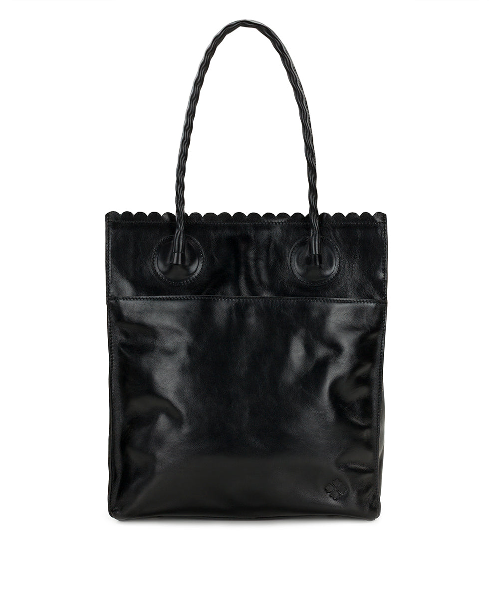 Female - Cavo Tote | Cavo Tooled Applique | Distressed Black - distressed black - by Patricia Nash - View 2 of 4