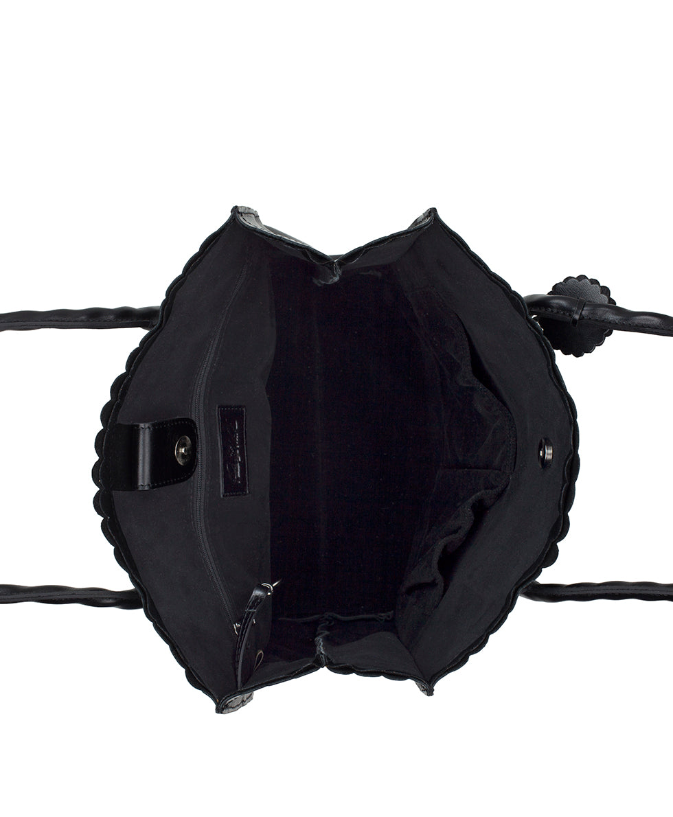 Female - Cavo Tote | Cavo Tooled Applique | Distressed Black - distressed black - by Patricia Nash - View 4 of 4