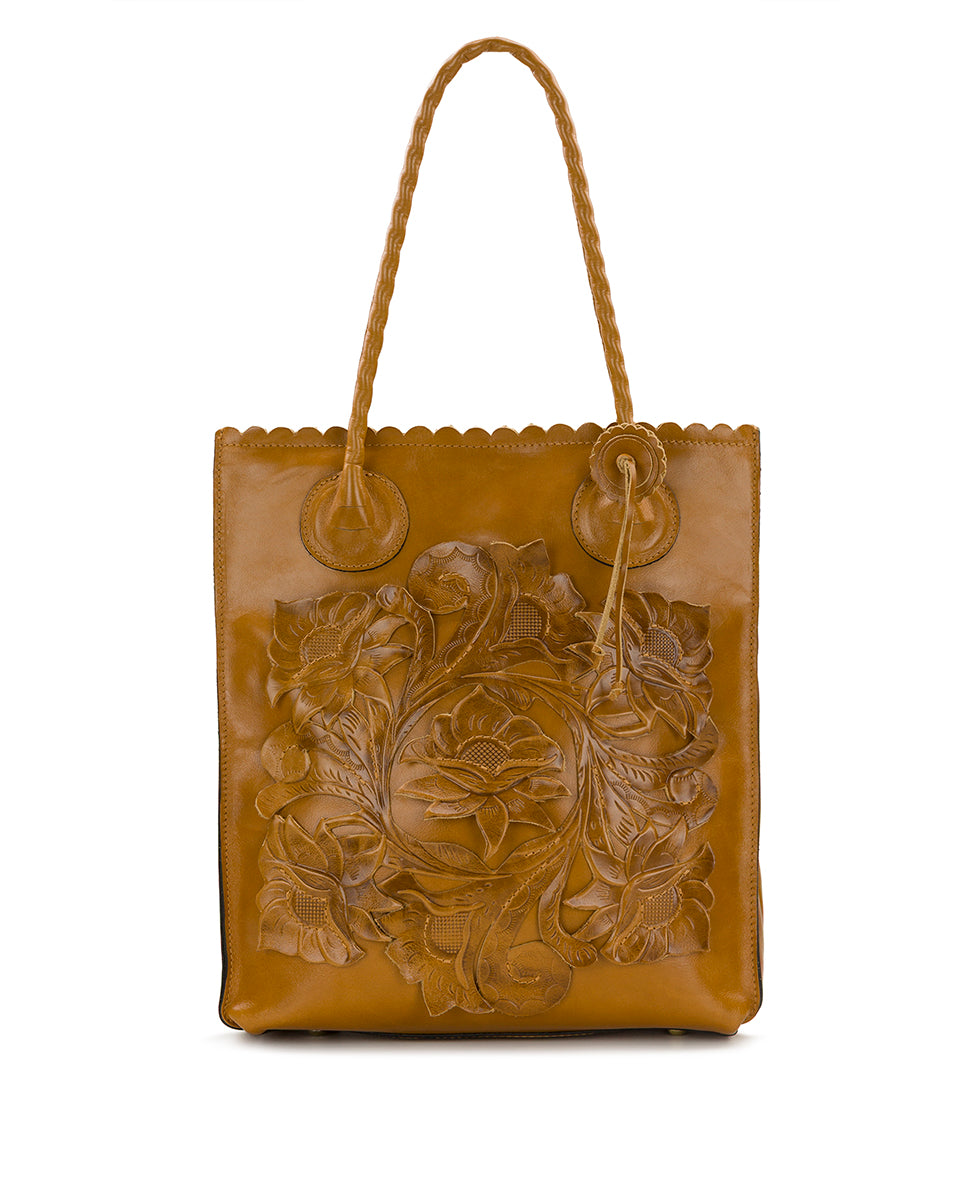 Female - Cavo Tote - Cavo Tooled Applique - light tan - by Patricia Nash - View 1 of 8