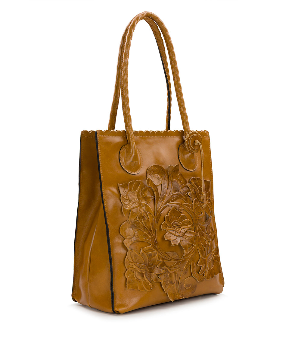 Female - Cavo Tote - Cavo Tooled Applique - light tan - by Patricia Nash - View 4 of 8