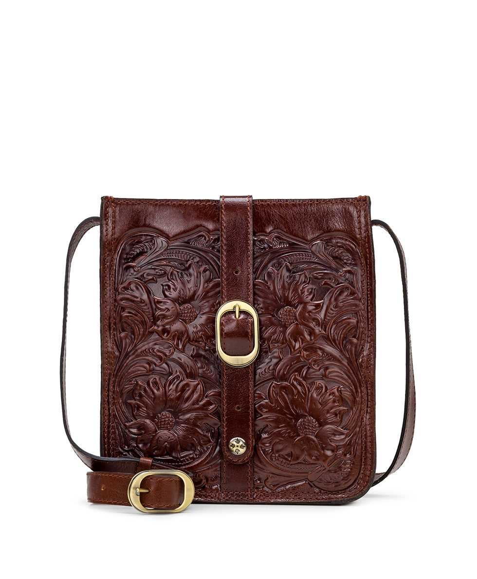 Venezia Crossbody Bag - Vintage Veg Tan Tooled - british tan - by Patricia Nash - View 1 of 4