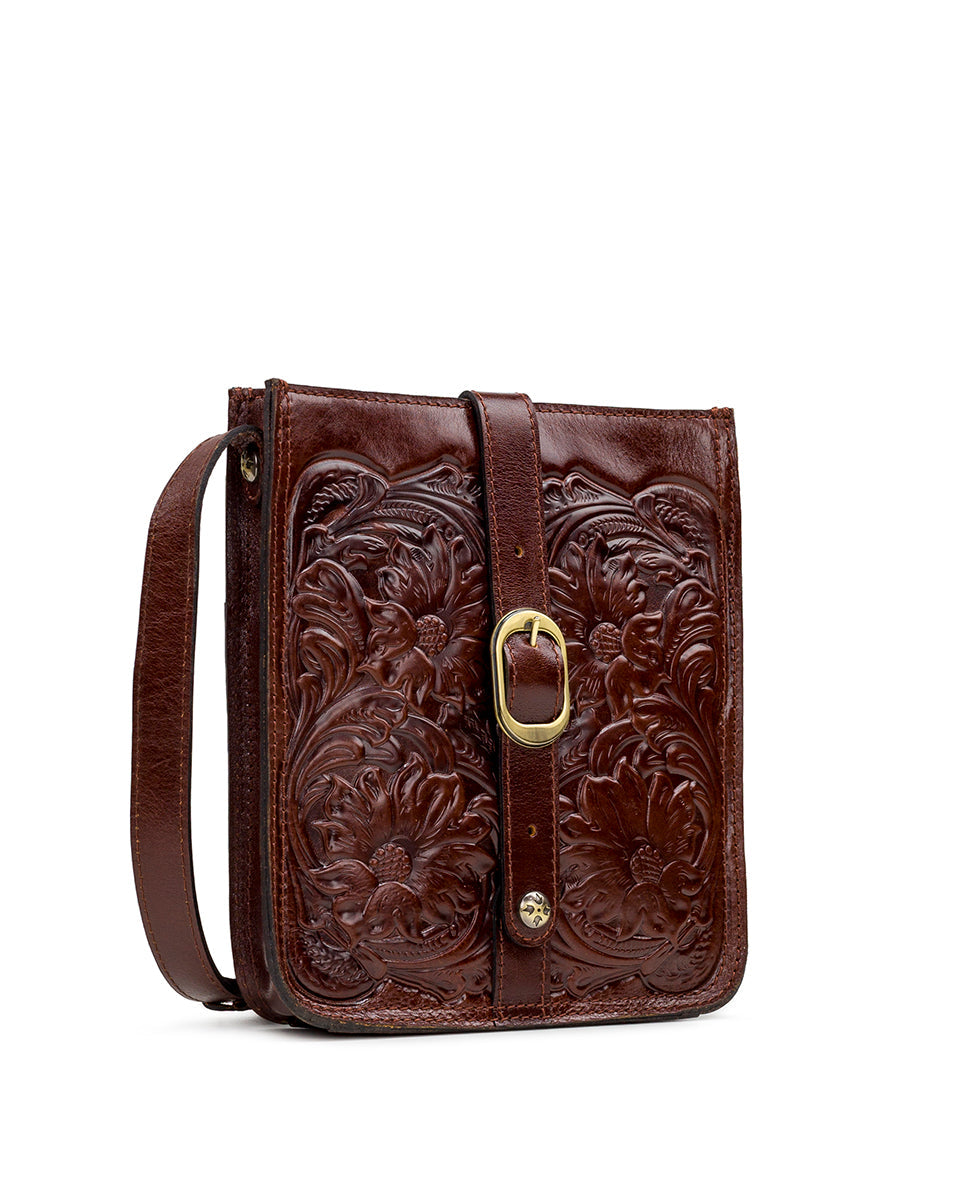 Venezia Crossbody Bag - Vintage Veg Tan Tooled - british tan - by Patricia Nash - View 3 of 4