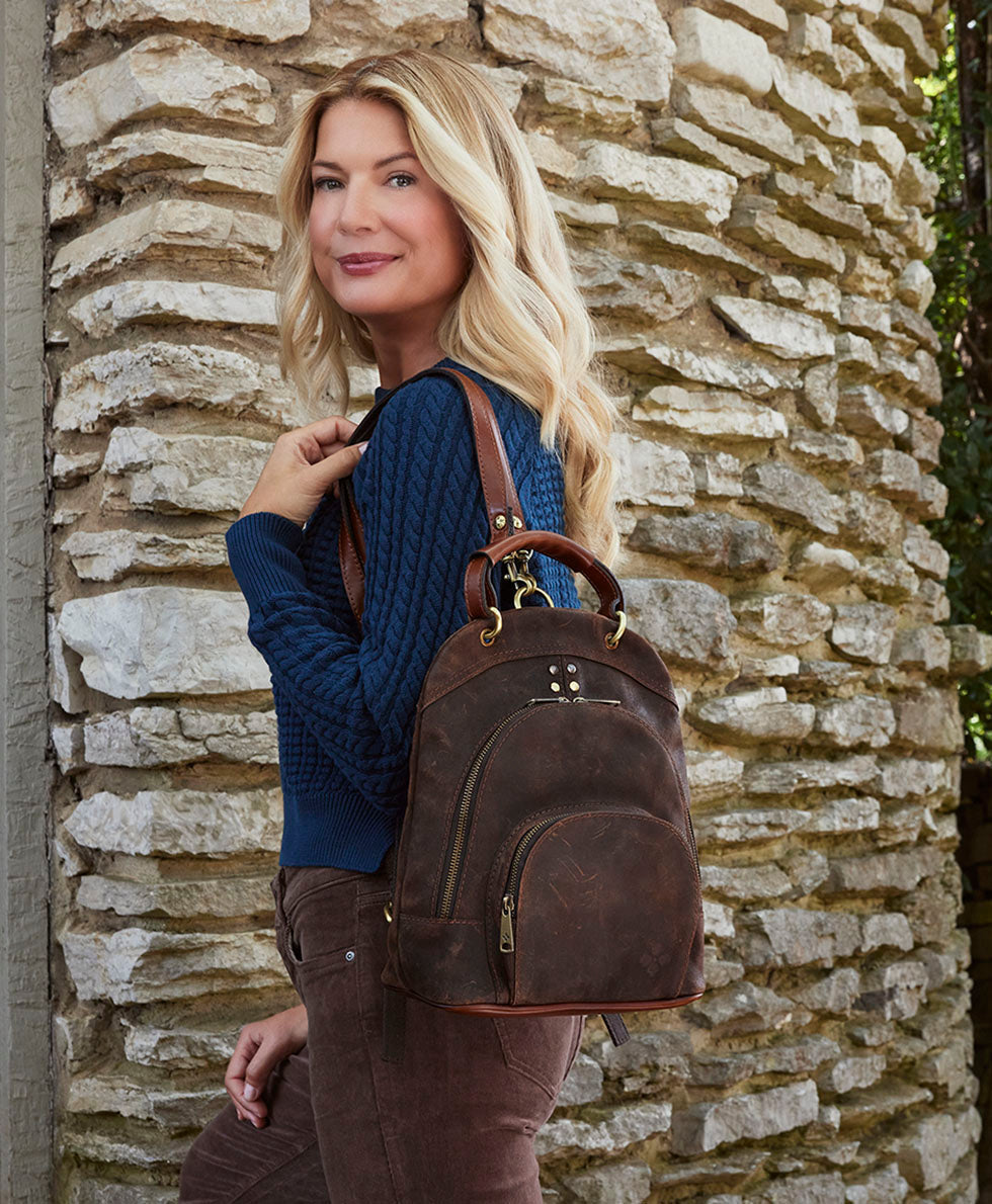 Alencon Backpack - Garment Washed Burnished Suede - whiskey - by Patricia Nash - View 6 of 6