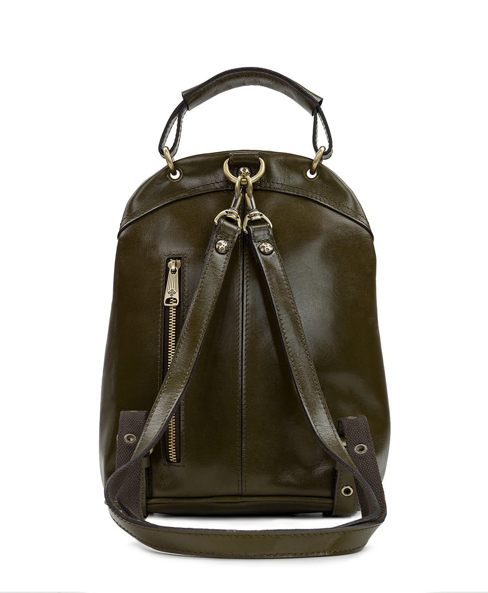 Alencon Backpack Vintage Vegetable Tanned Leather Olive Patricia Nash