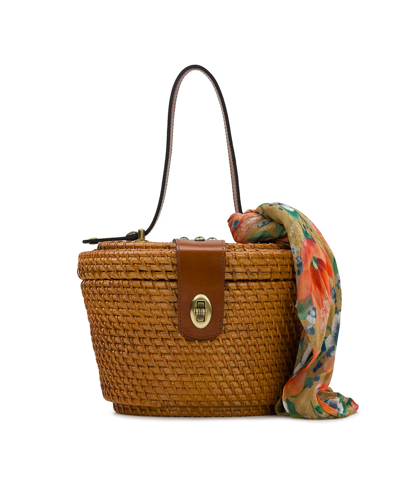 Caselle Basket w/ Apricot Blossoms Scarf - Spring Wicker