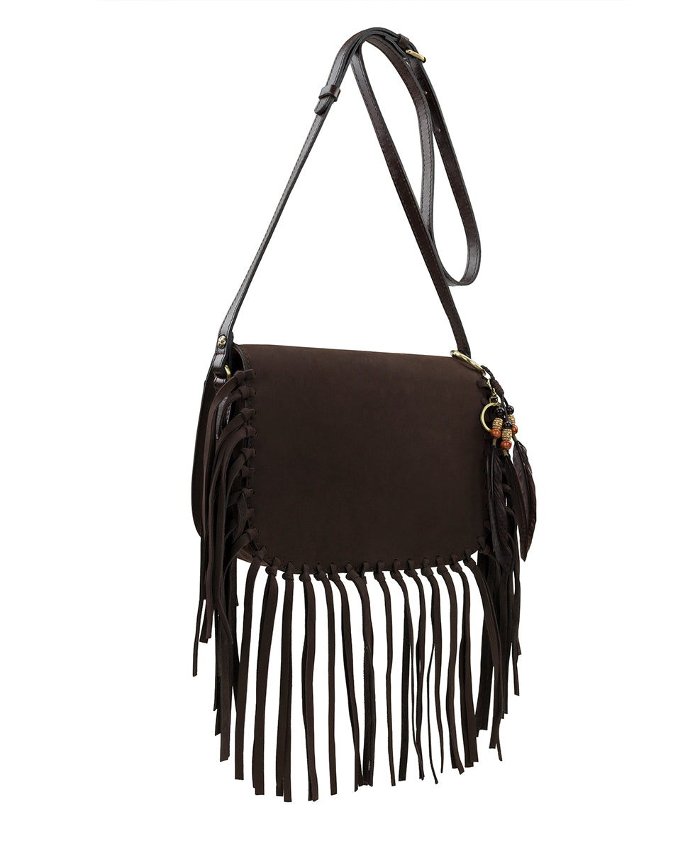 Female - Lisbon Saddle Bag - Nubuck Suede - chocolate - by Patricia Nash - View 3 of 6