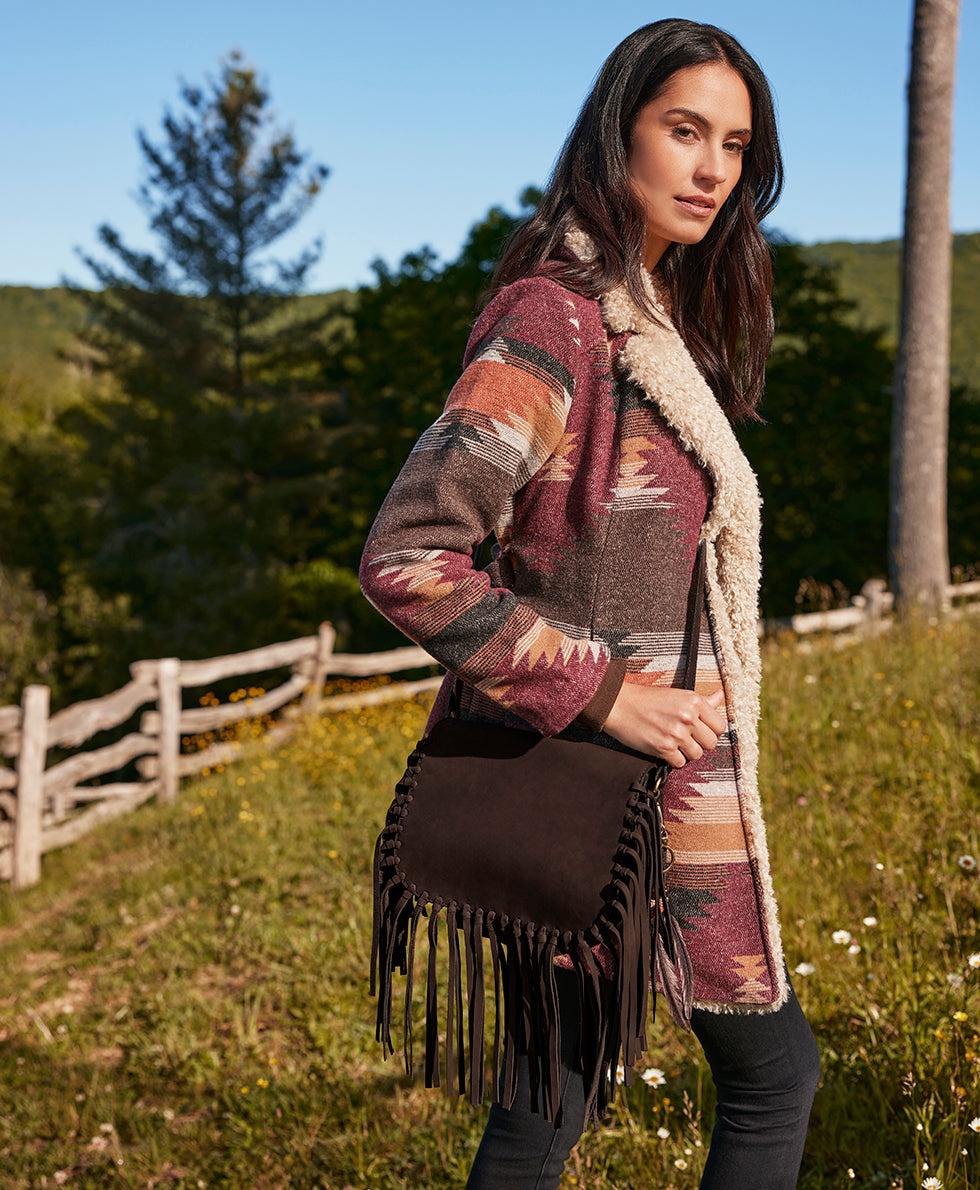 Female - Lisbon Saddle Bag - Nubuck Suede - chocolate - by Patricia Nash - View 4 of 6