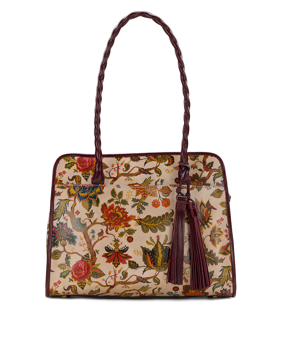 Female - Paris Satchel | Danish Floral Tapestry | Danish Floral Tapestry - oxblood - by Patricia Nash - View 1 of 4