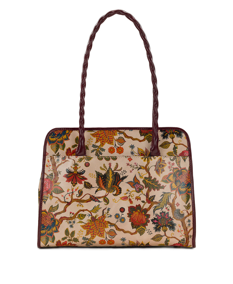 Female - Paris Satchel | Danish Floral Tapestry | Danish Floral Tapestry - oxblood - by Patricia Nash - View 2 of 4