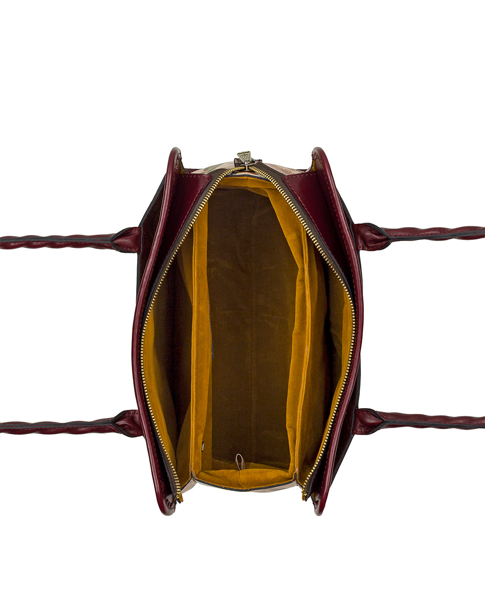 Female - Paris Satchel | Danish Floral Tapestry | Danish Floral Tapestry - oxblood - by Patricia Nash - View 4 of 4