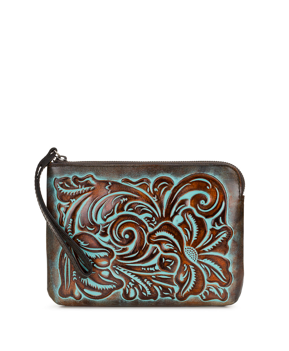 Cassini Wristlet - Tooled Turquoise – Patricia Nash