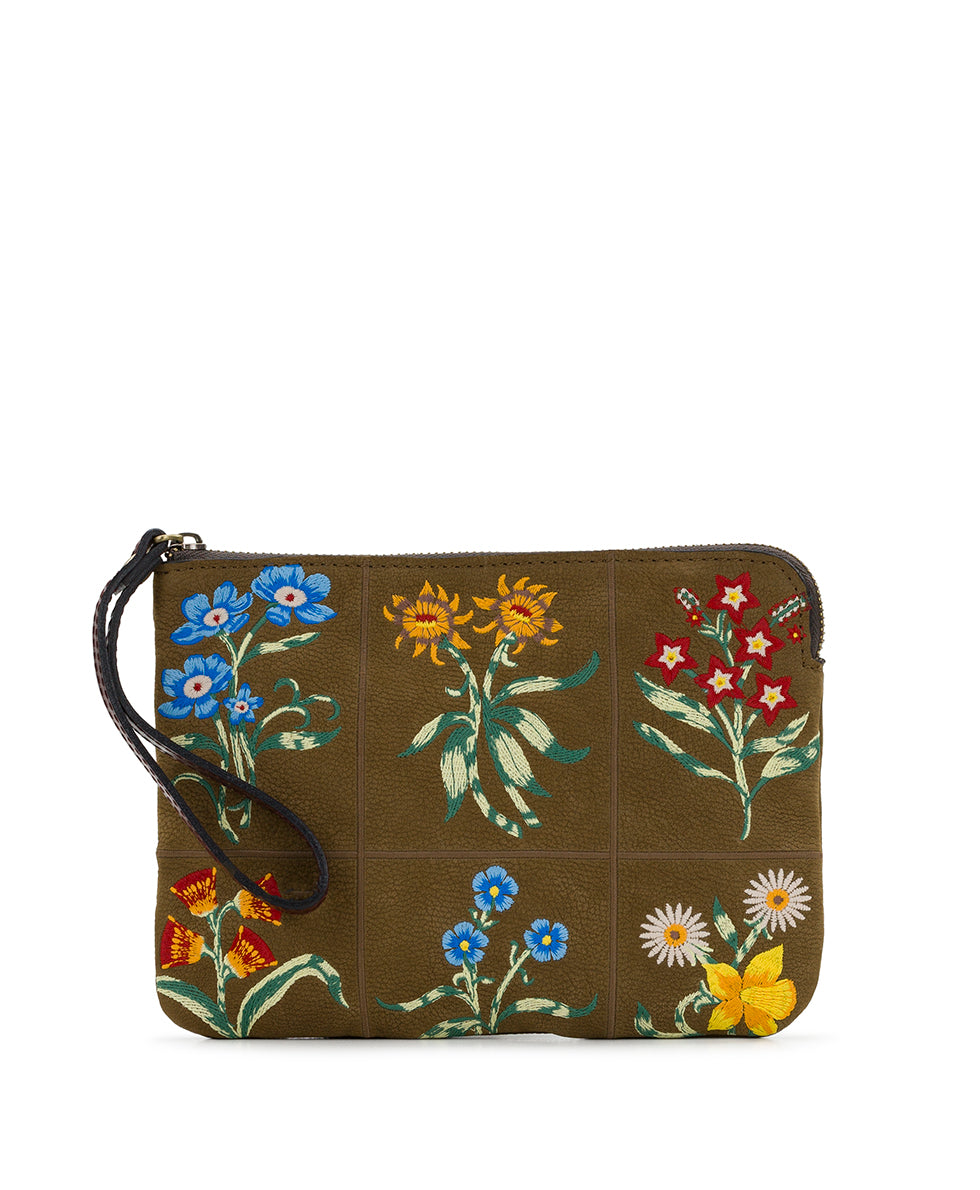 Female - Cassini Wristlet - Tuscan Fields Embroidery - khaki - by Patricia Nash - View 1 of 3