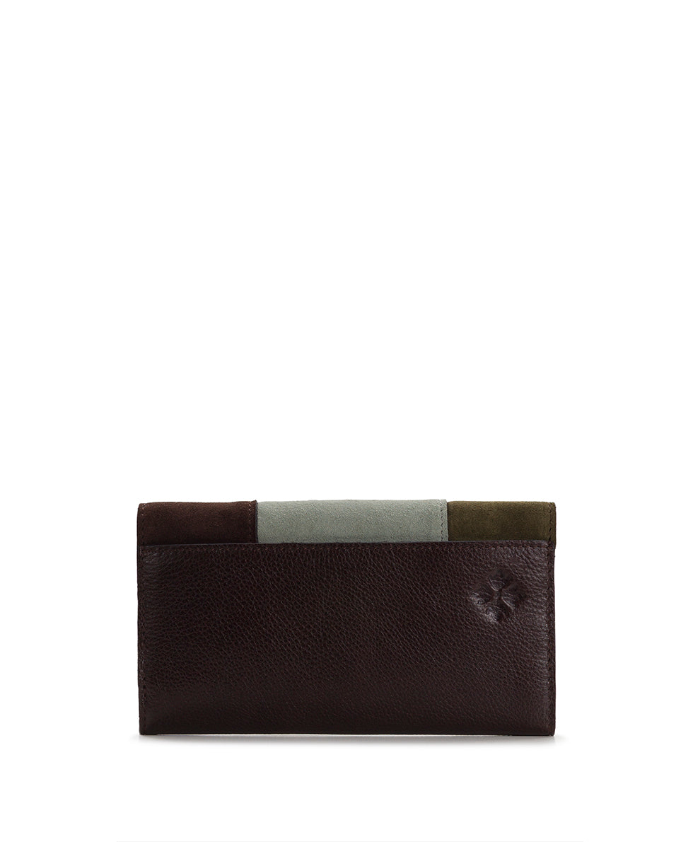 Female - Terresa Wallet | Suede Patchwork | Chocolate/Cognac/Olive/Nordic Blue - chocolate/cognac/olive/nordic blue - by Patricia Nash - View 2 of 4