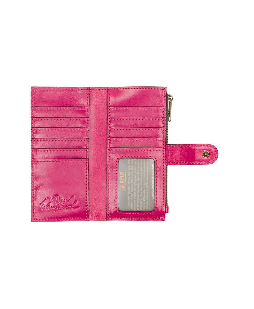 Nazari Wallet - Vintage Distressed Leather - fuchsia - by Patricia Nash - View 3 of 4
