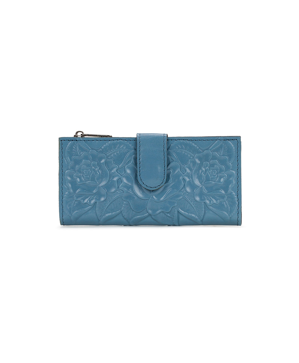 Nazari Wallet - Vintage Vegetable Tanned Rose Tooled - blue fog - by Patricia Nash - View 1 of 4