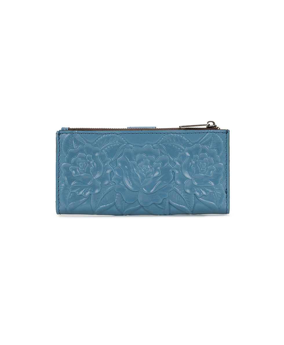 Nazari Wallet - Vintage Vegetable Tanned Rose Tooled - blue fog - by Patricia Nash - View 2 of 4