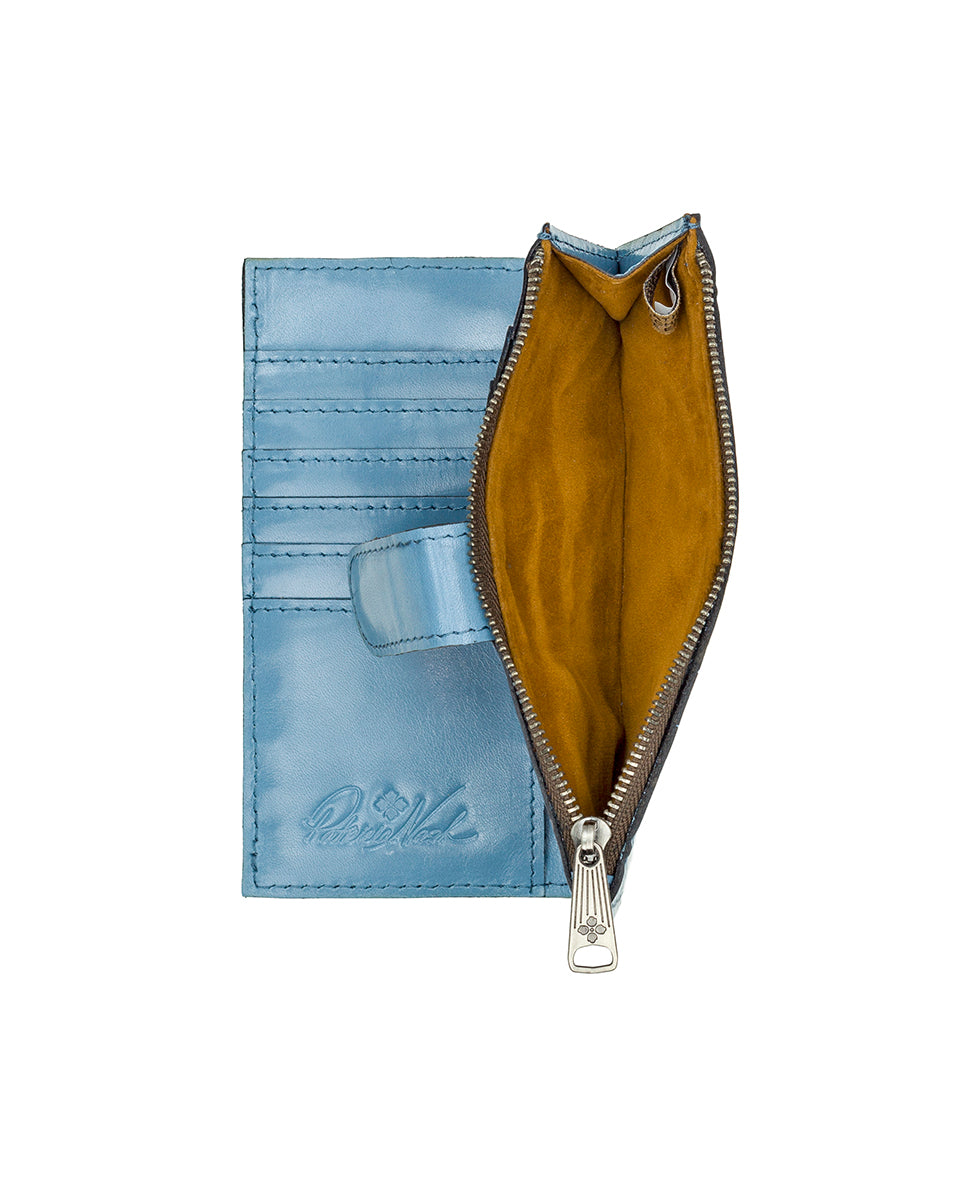Nazari Wallet - Vintage Vegetable Tanned Rose Tooled - blue fog - by Patricia Nash - View 4 of 4