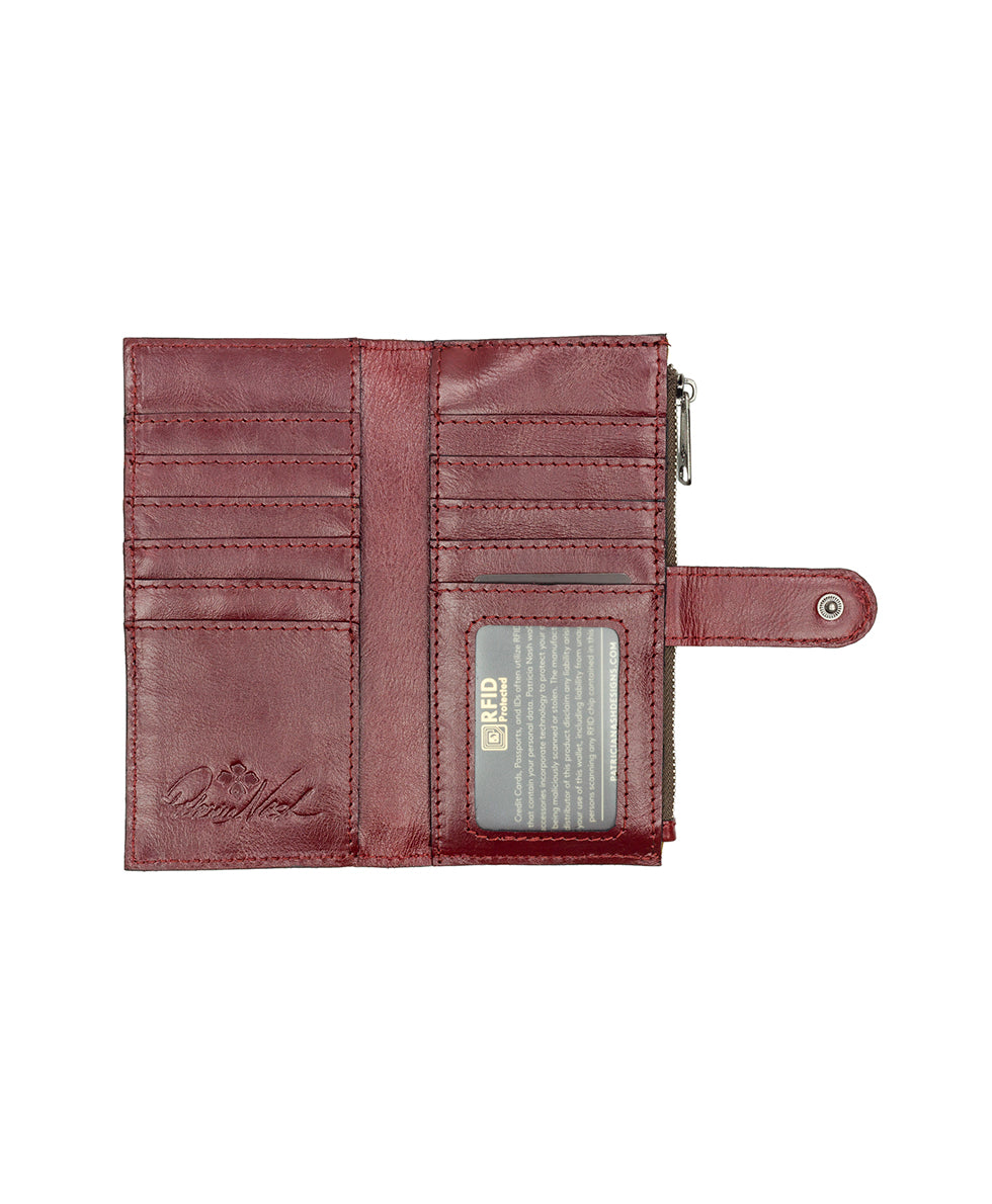 Female - Nazari Wallet - Montana Prairie Skies - maroon - by Patricia Nash - View 3 of 4