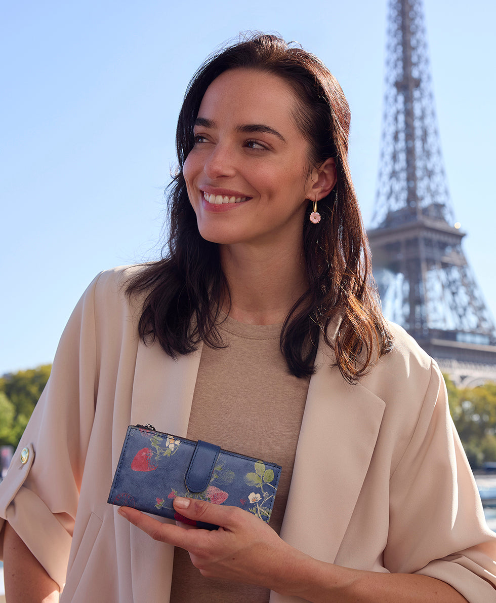 Female - Nazari Wallet - Parisian Strawberries - denim blue strawberry - by Patricia Nash - View 4 of 6