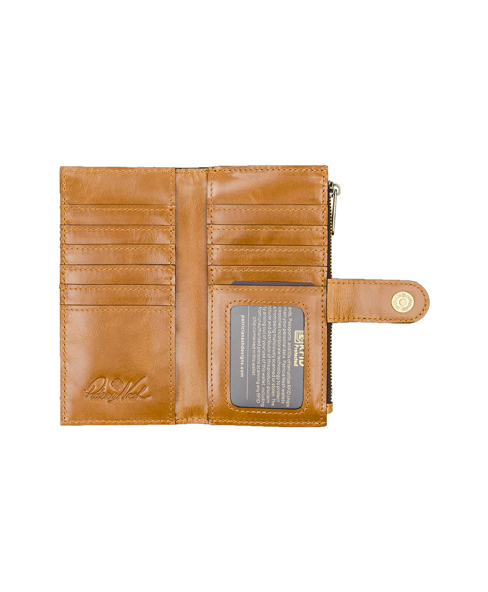 Female - Nazari Wallet - Fleur de Jardin Embossed - light tan - by Patricia Nash - View 3 of 4