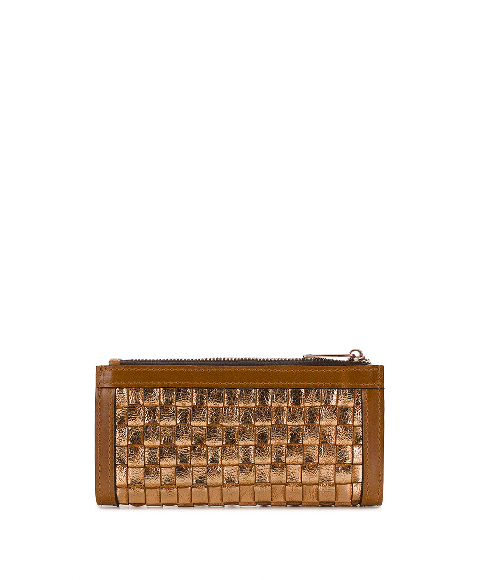 Female - Nazari Wallet -  Vintage Distressed Metallic Woven - light tan - by Patricia Nash - View 2 of 4