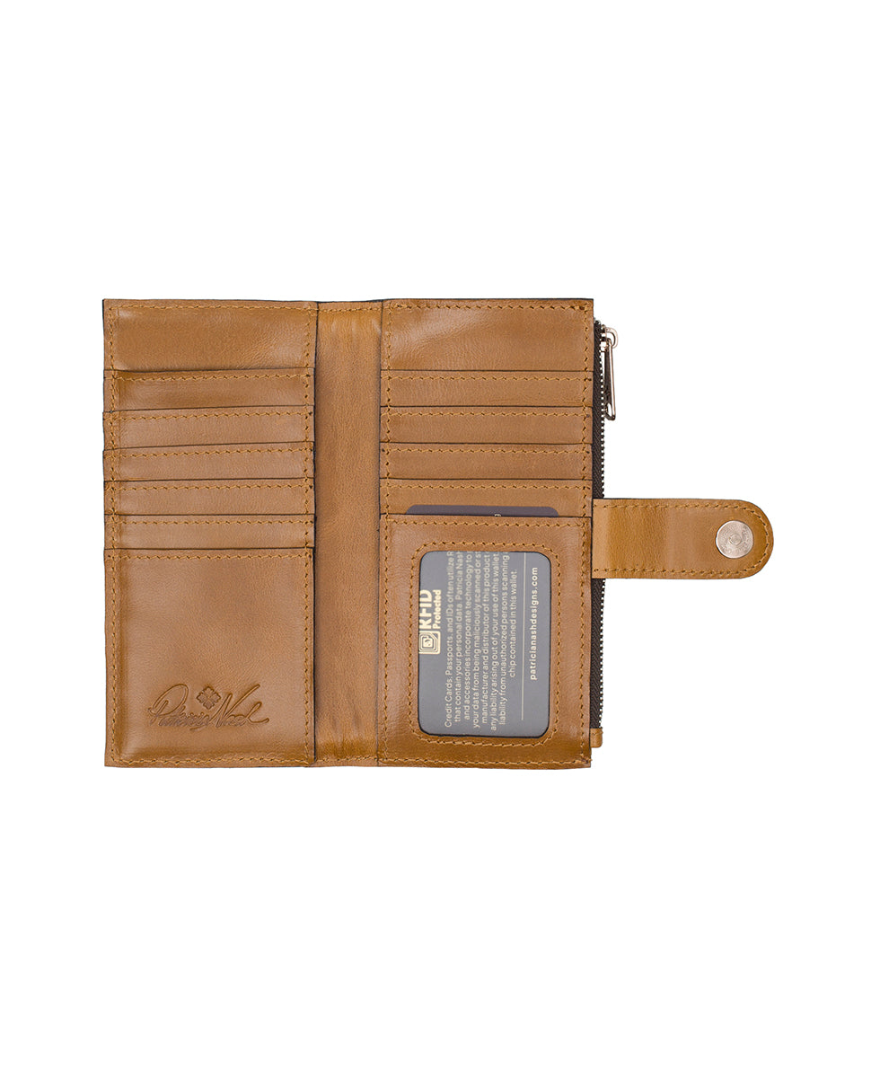 Female - Nazari Wallet -  Vintage Distressed Metallic Woven - light tan - by Patricia Nash - View 3 of 4