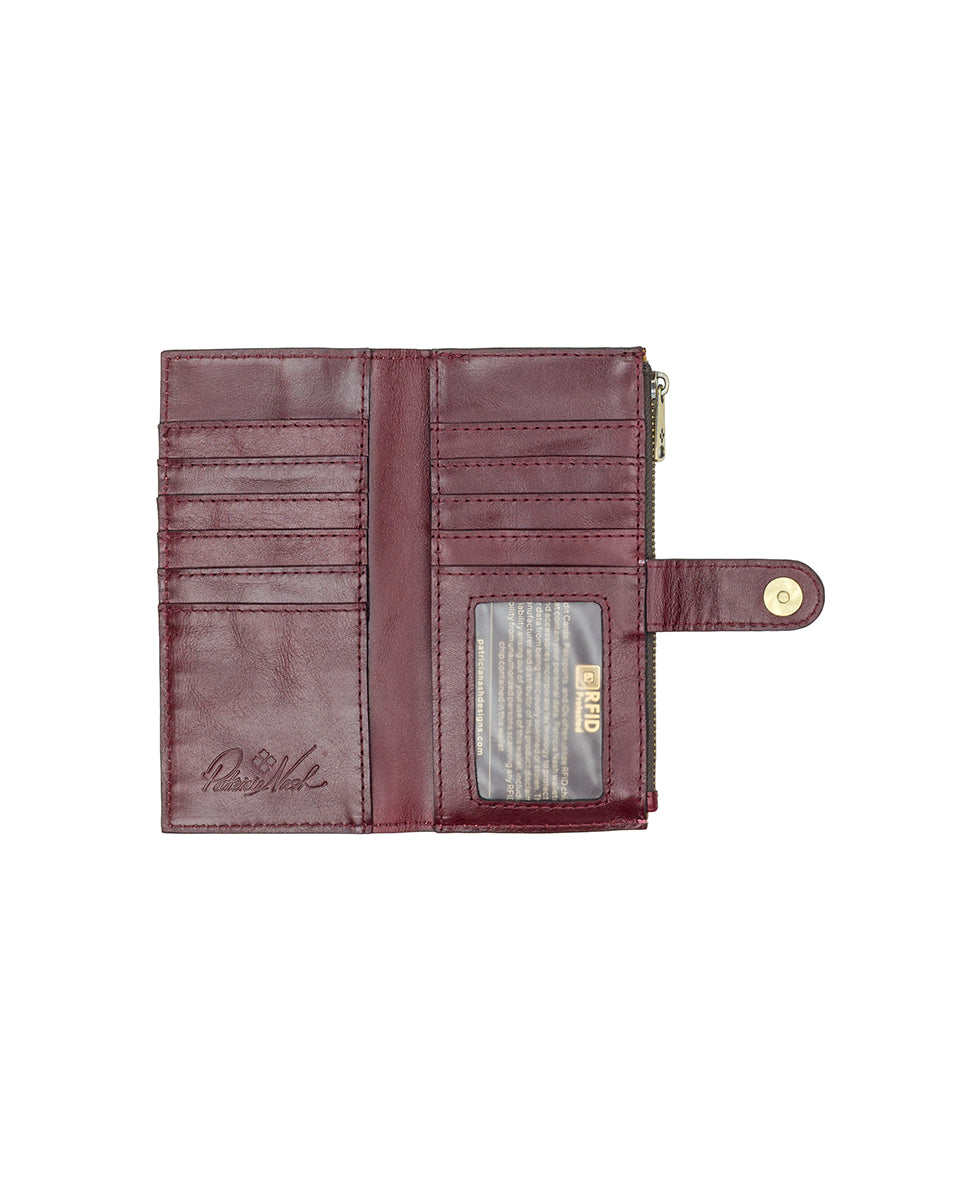 Female - Nazari Wallet | Danish Floral Tapestry  | Danish Floral Tapestry - plum - by Patricia Nash - View 3 of 4