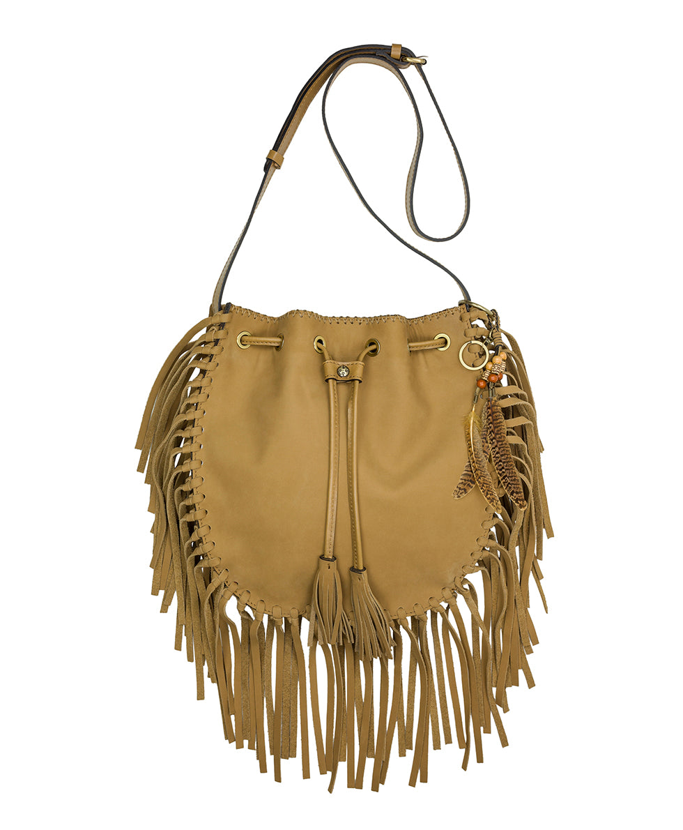 Female - Carrara Drawstring Crossbody - Nubuck Suede - wheat - by Patricia Nash - View 1 of 4