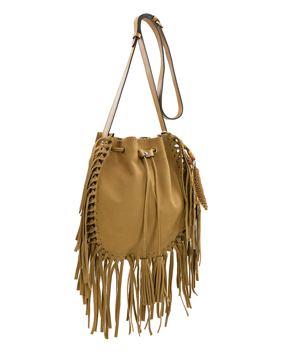 Female - Carrara Drawstring Crossbody - Nubuck Suede - wheat - by Patricia Nash - View 3 of 4