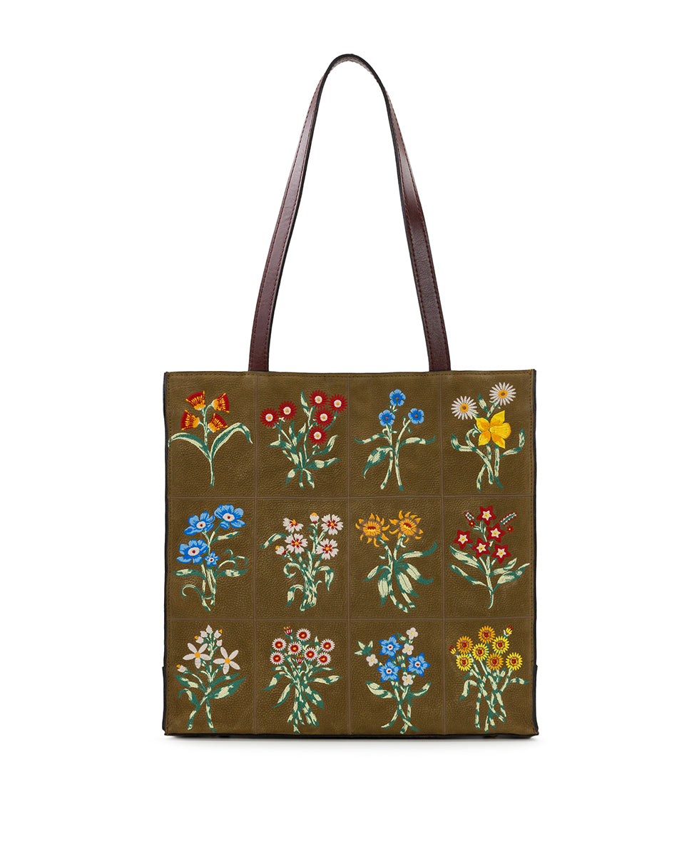 Female - Toscano Tote - Tuscan Fields Embroidery - khaki - by Patricia Nash - View 1 of 4