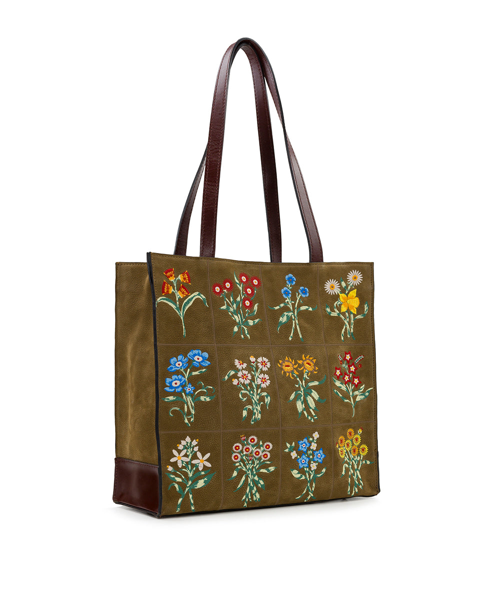 Female - Toscano Tote - Tuscan Fields Embroidery - khaki - by Patricia Nash - View 3 of 4
