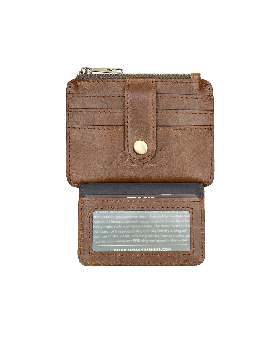 Cassis ID Case - Vintage Distressed Leather - mango / cognac - by Patricia Nash - View 3 of 4