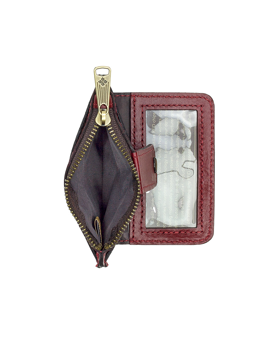 Cassis ID Case - Vintage Distressed Leather — Maroon - maroon - by Patricia Nash - View 4 of 4