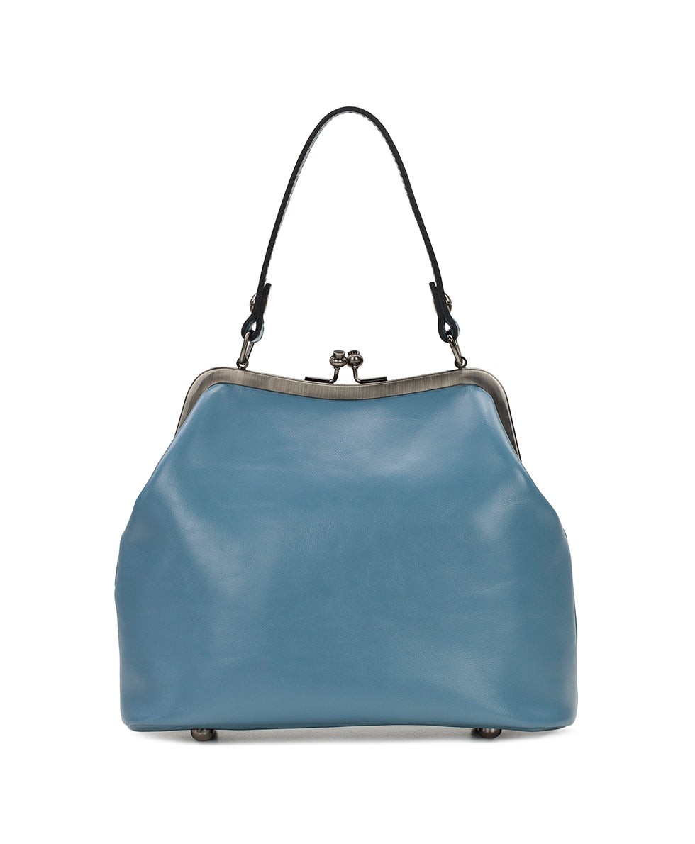 Female - Laureana Frame with Greek Ombre Scarf - Vintage Distressed Leather - blue fog - by Patricia Nash - View 2 of 5