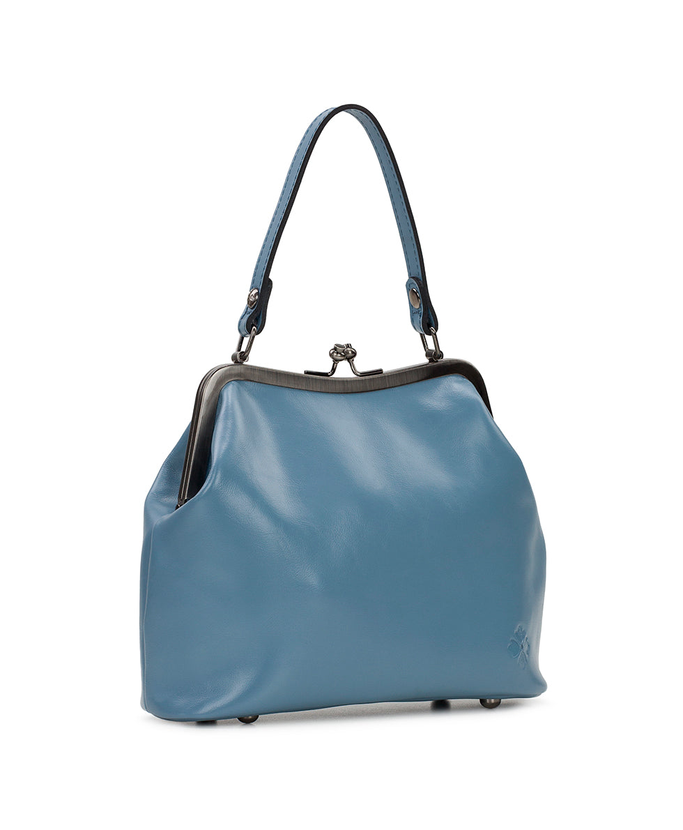 Female - Laureana Frame with Greek Ombre Scarf - Vintage Distressed Leather - blue fog - by Patricia Nash - View 3 of 5