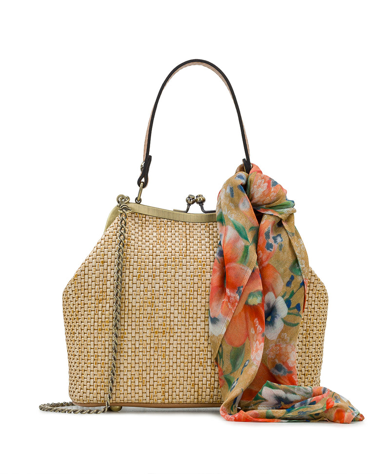Laureana Frame Satchel w/ Apricot Blossoms Scarf - Burnished Woven