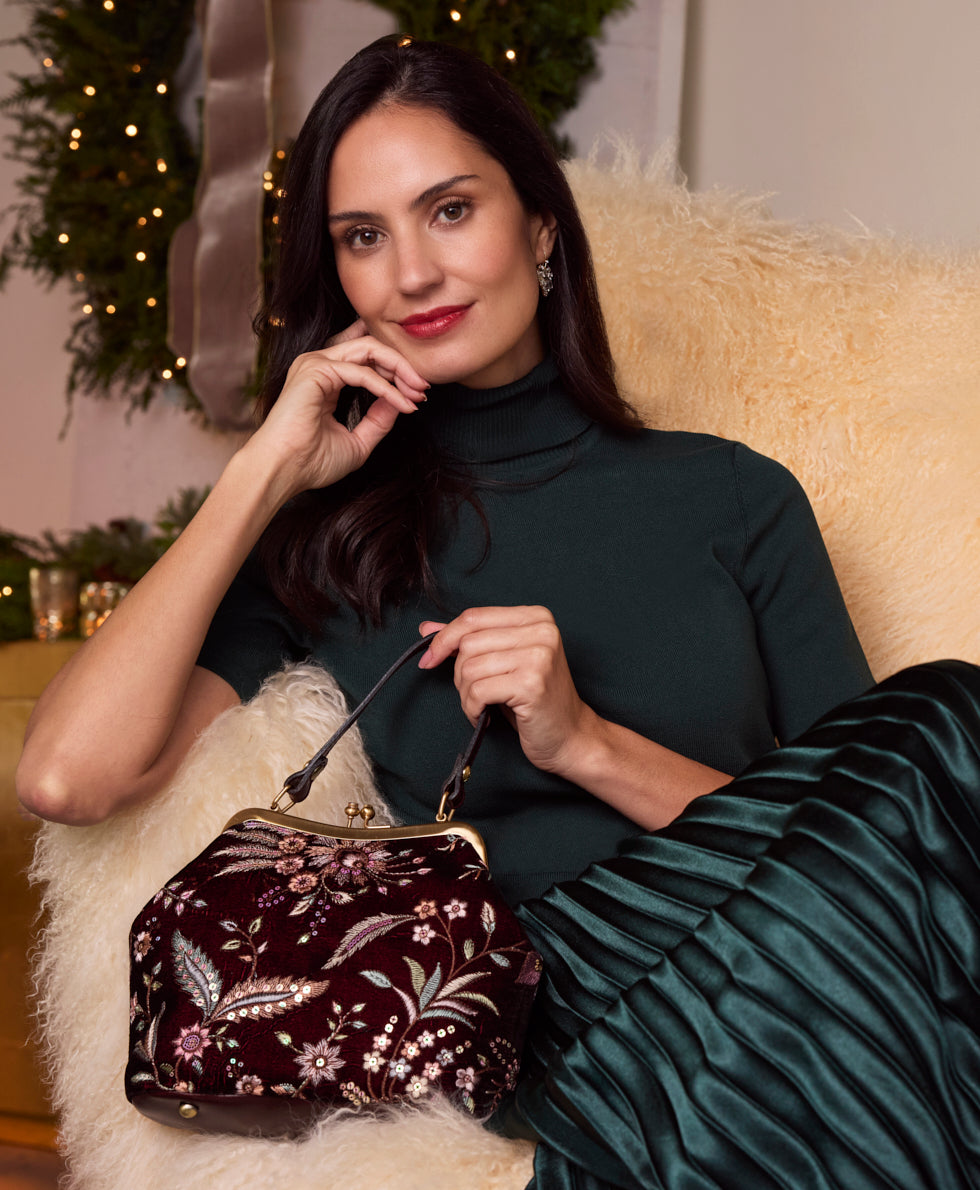 Female - Laureana Frame - Velvet Jacquard - burgundy - by Patricia Nash - View 4 of 5