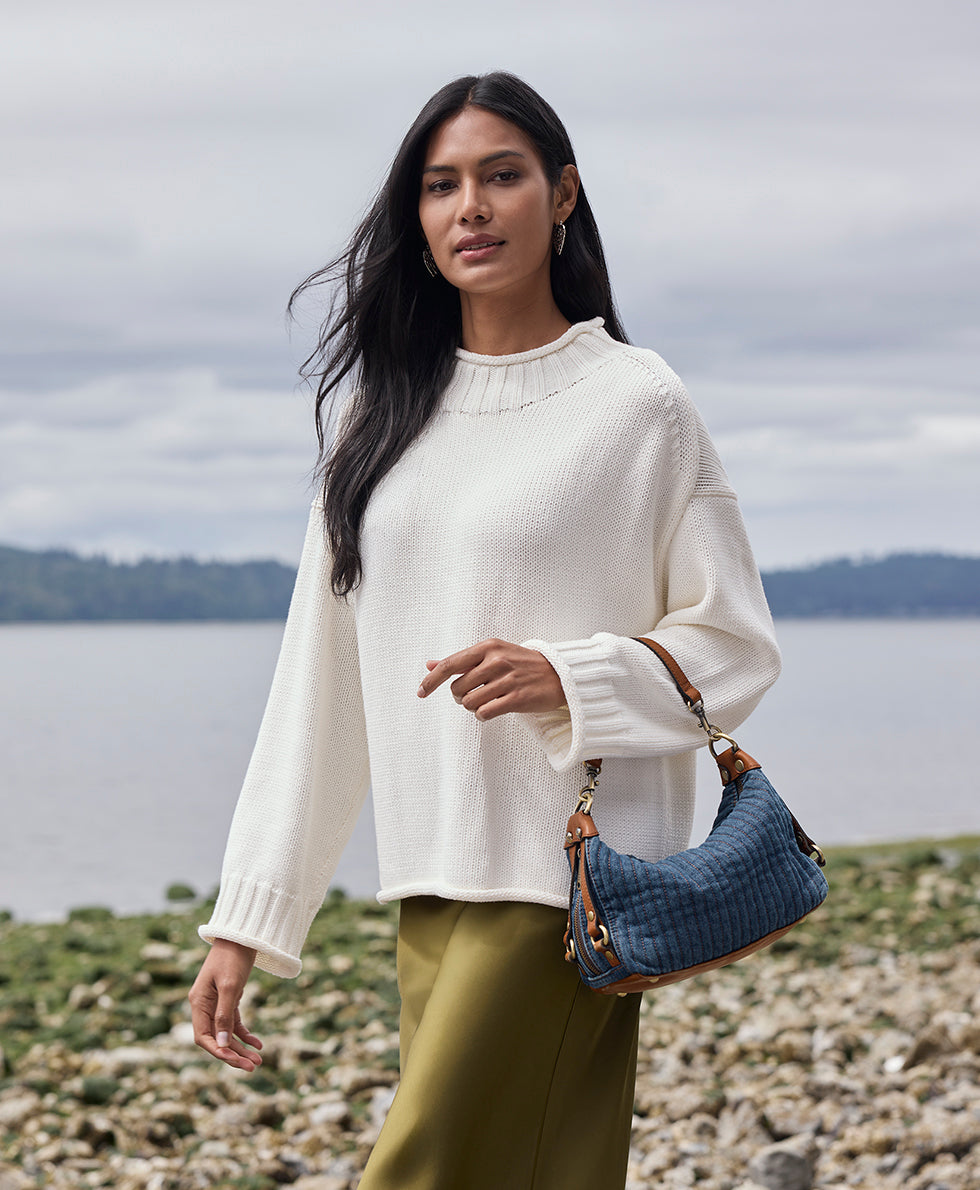 Female - Torcy Top Zip | Quilted Denim | Denim - denim - by Patricia Nash - View 2 of 6