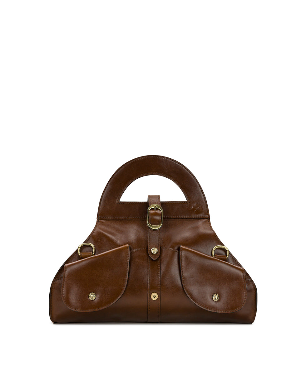 Female - Milania Satchel - Vintage Distressed Leather - cognac - by Patricia Nash - View 3 of 7