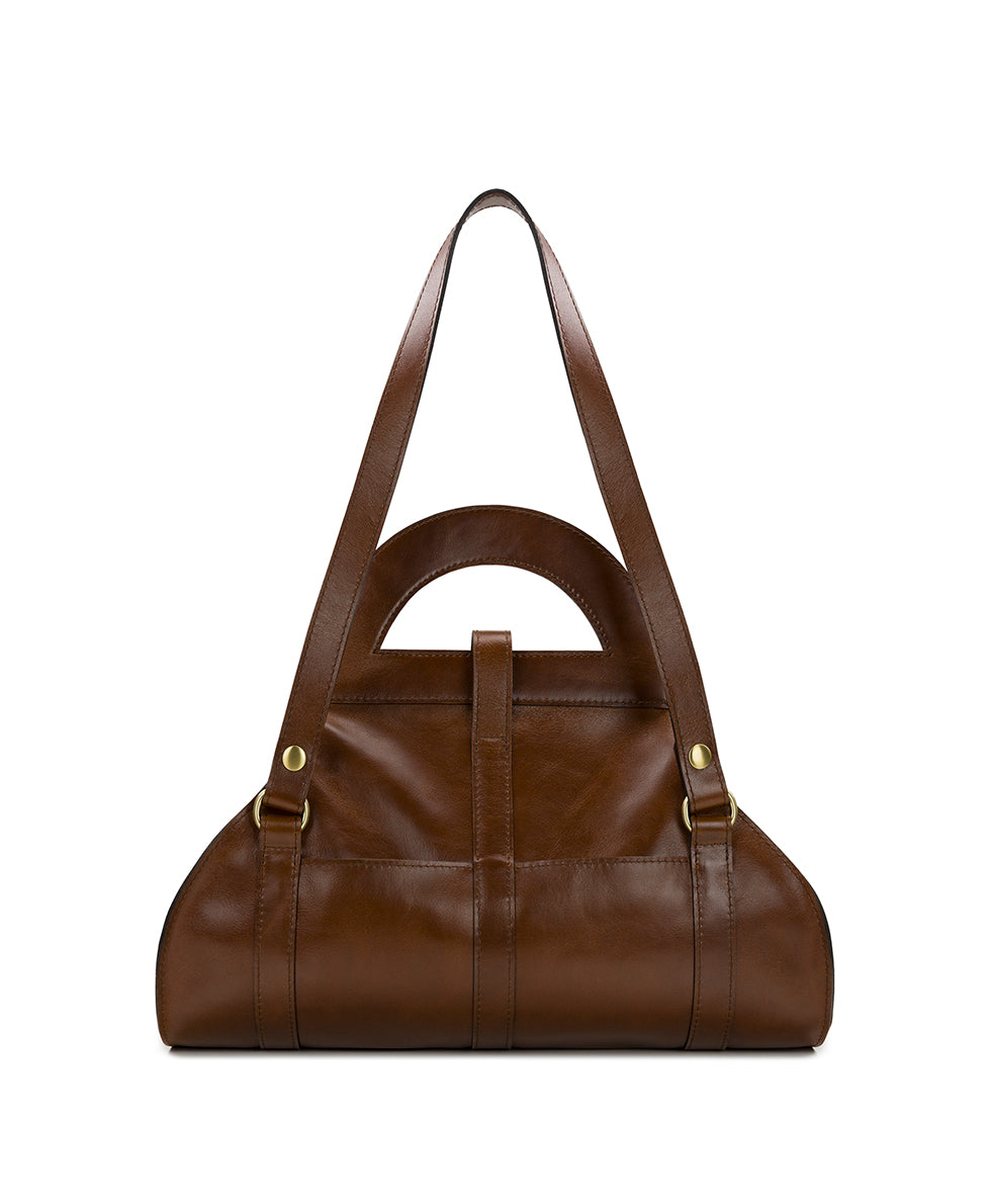 Female - Milania Satchel - Vintage Distressed Leather - cognac - by Patricia Nash - View 4 of 7