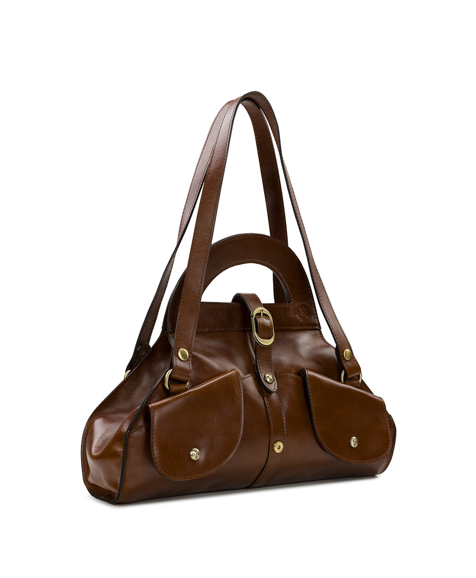 Female - Milania Satchel - Vintage Distressed Leather - cognac - by Patricia Nash - View 5 of 7