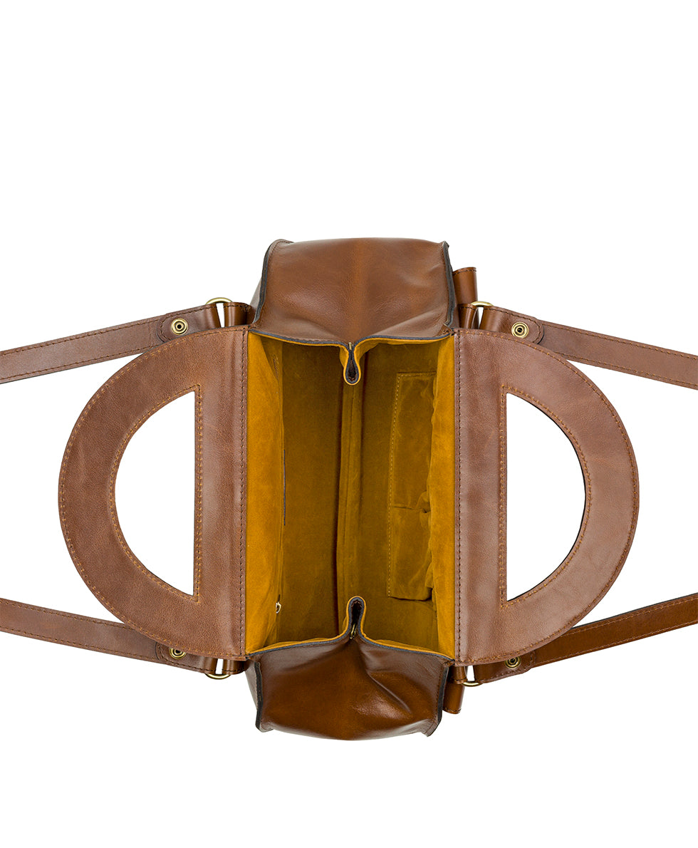 Female - Milania Satchel - Vintage Distressed Leather - cognac - by Patricia Nash - View 6 of 7