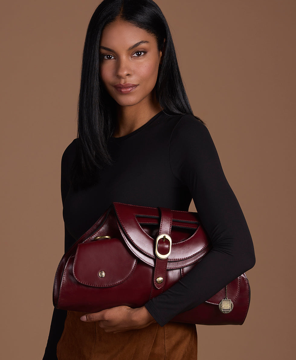 Female - Milania Convertible Satchel - Vintage Distressed Leather - oxblood - by Patricia Nash - View 17 of 20