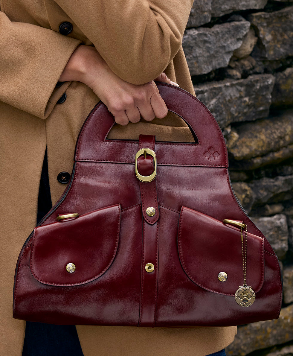 Female - Milania Convertible Satchel - Vintage Distressed Leather - oxblood - by Patricia Nash - View 12 of 20