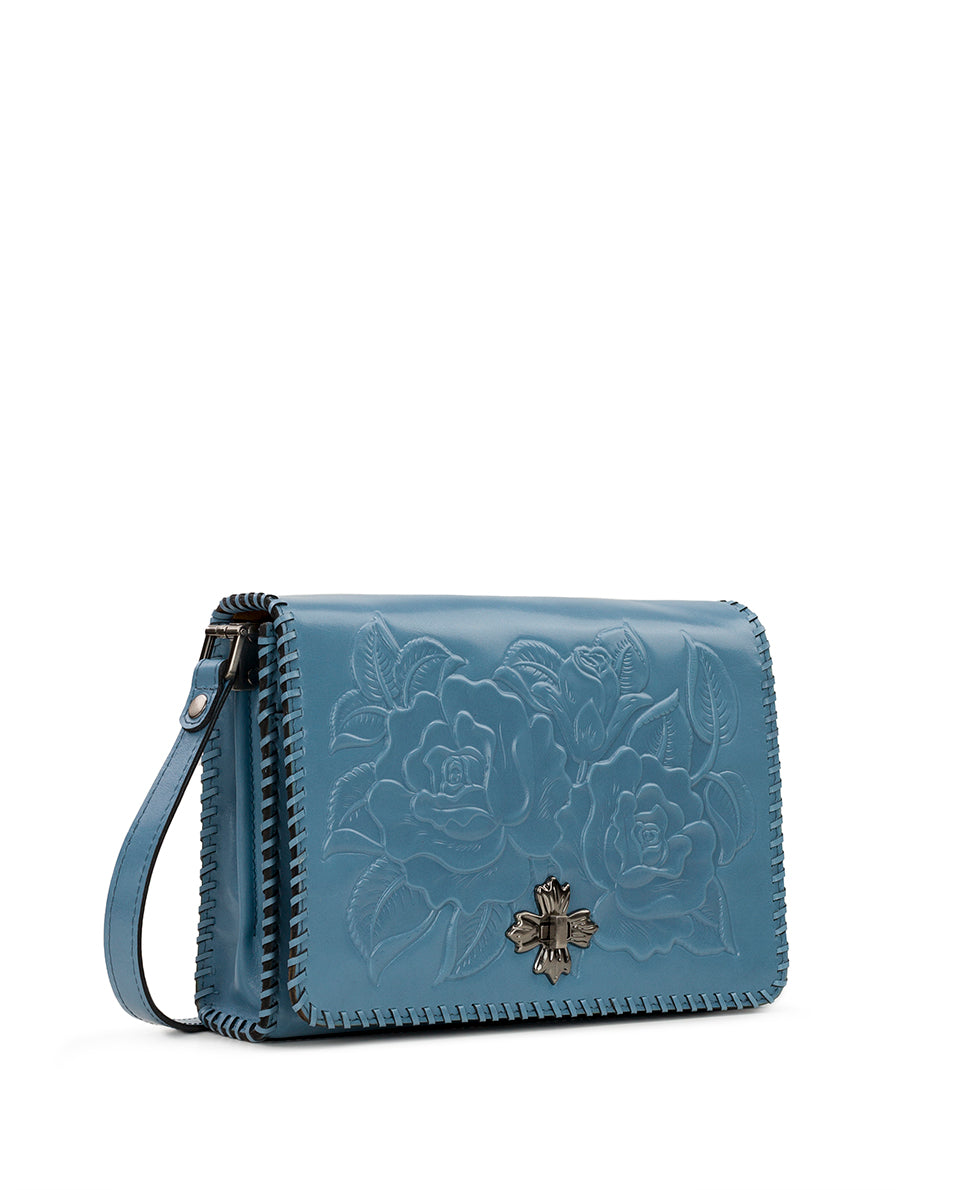Mabilia Flap Crossbody - Vintage Vegetable Tanned Rose Tooled - rosewood - by Patricia Nash - View 3 of 15