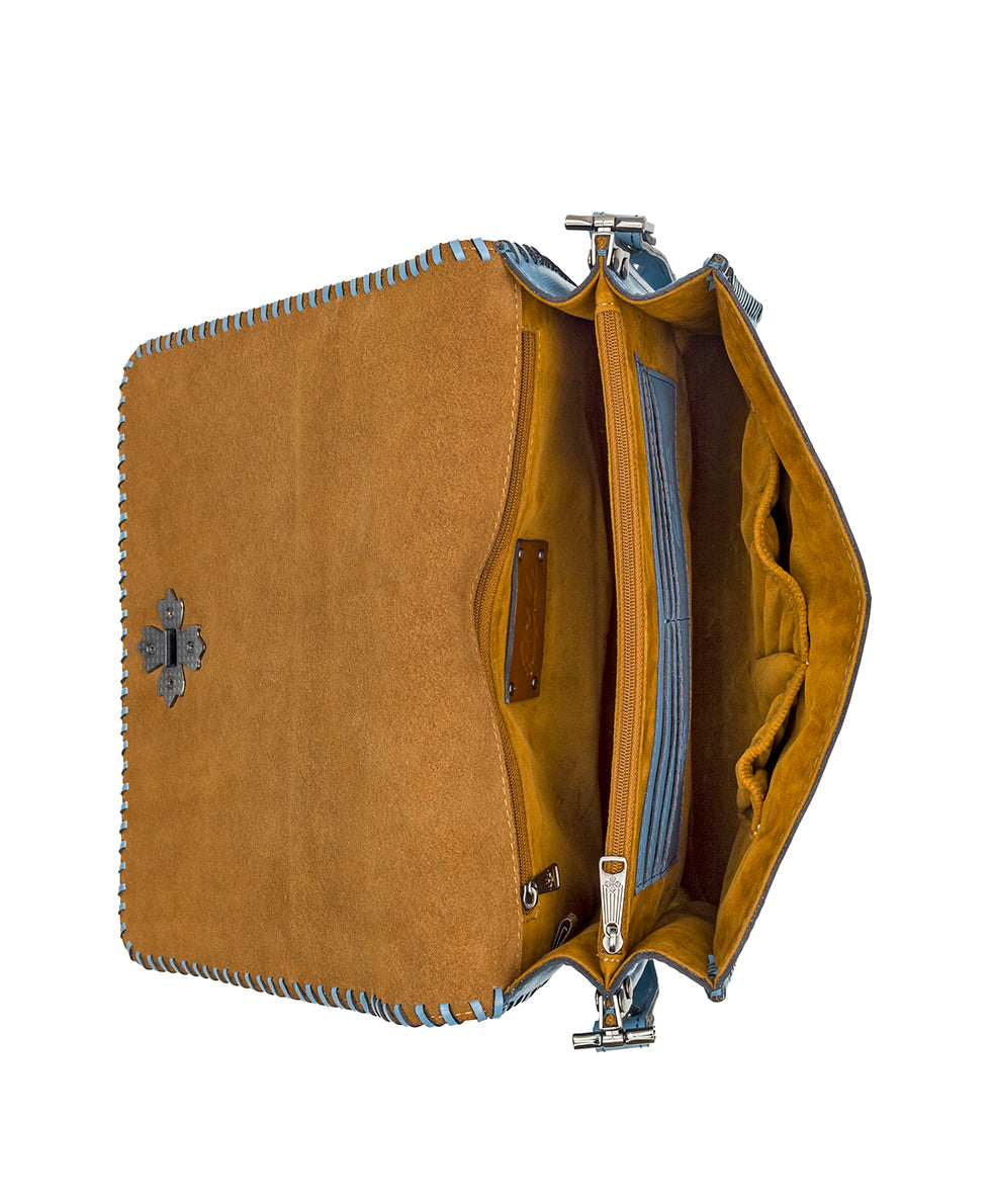 Mabilia Flap Crossbody - Vintage Vegetable Tanned Rose Tooled - rosewood - by Patricia Nash - View 4 of 15