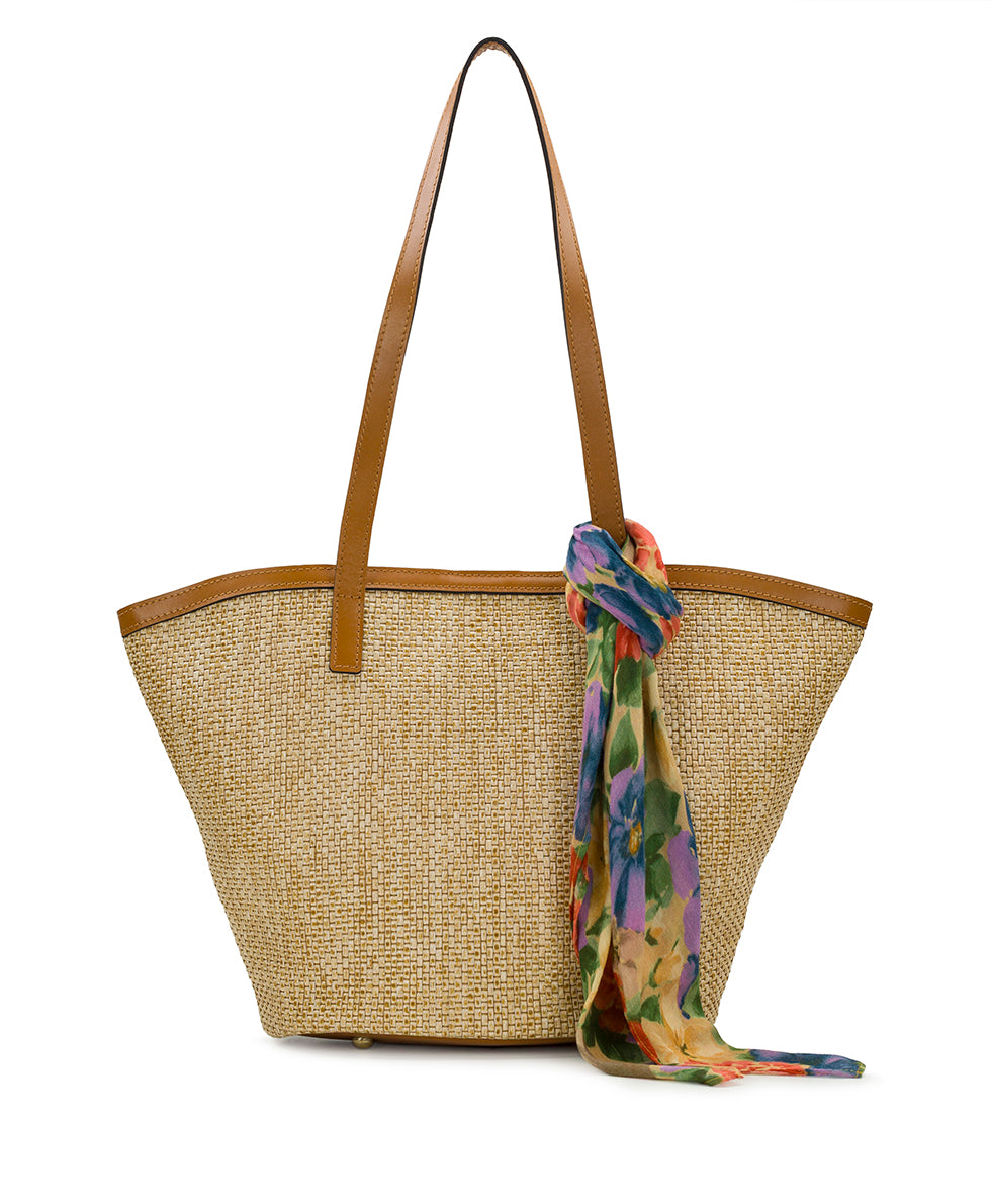 Female - Marconia Tote with Scarf - Burnished Woven - natural - by Patricia Nash - View 1 of 6