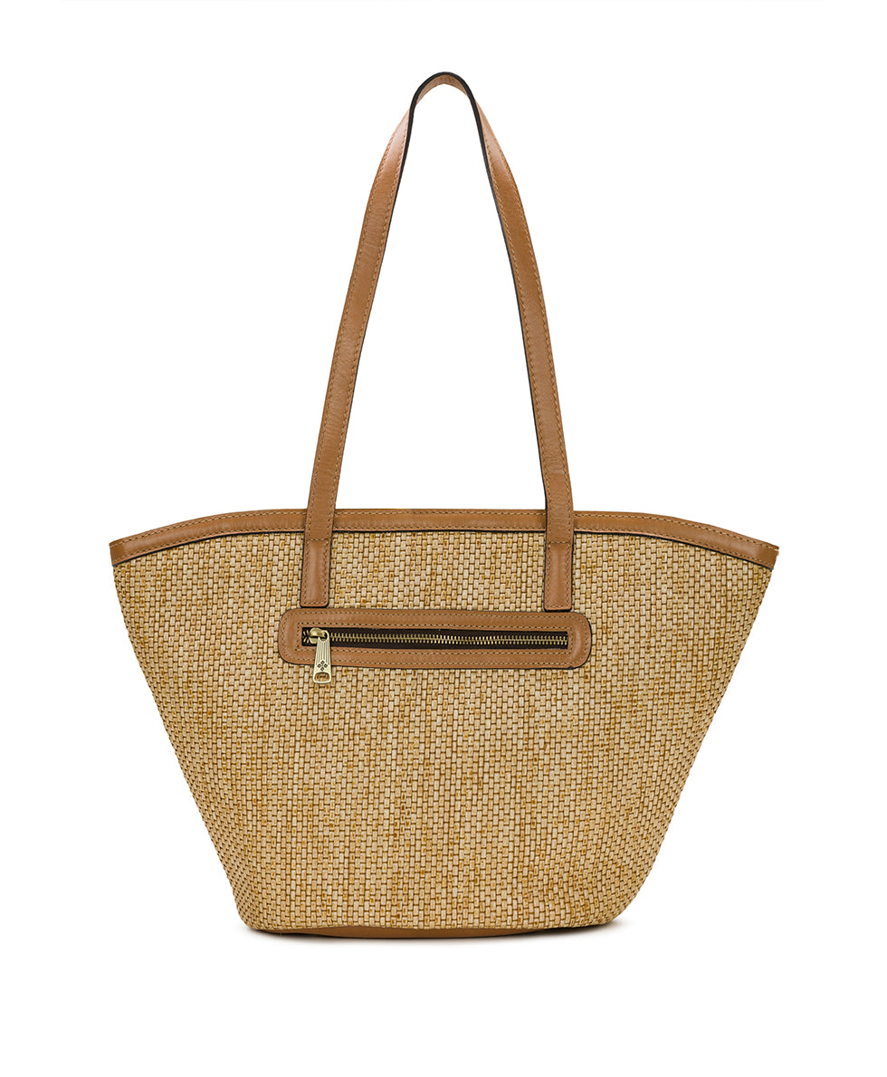 Female - Marconia Tote with Greek Floral Scarf - Burnished Woven - naturale - by Patricia Nash - View 2 of 5